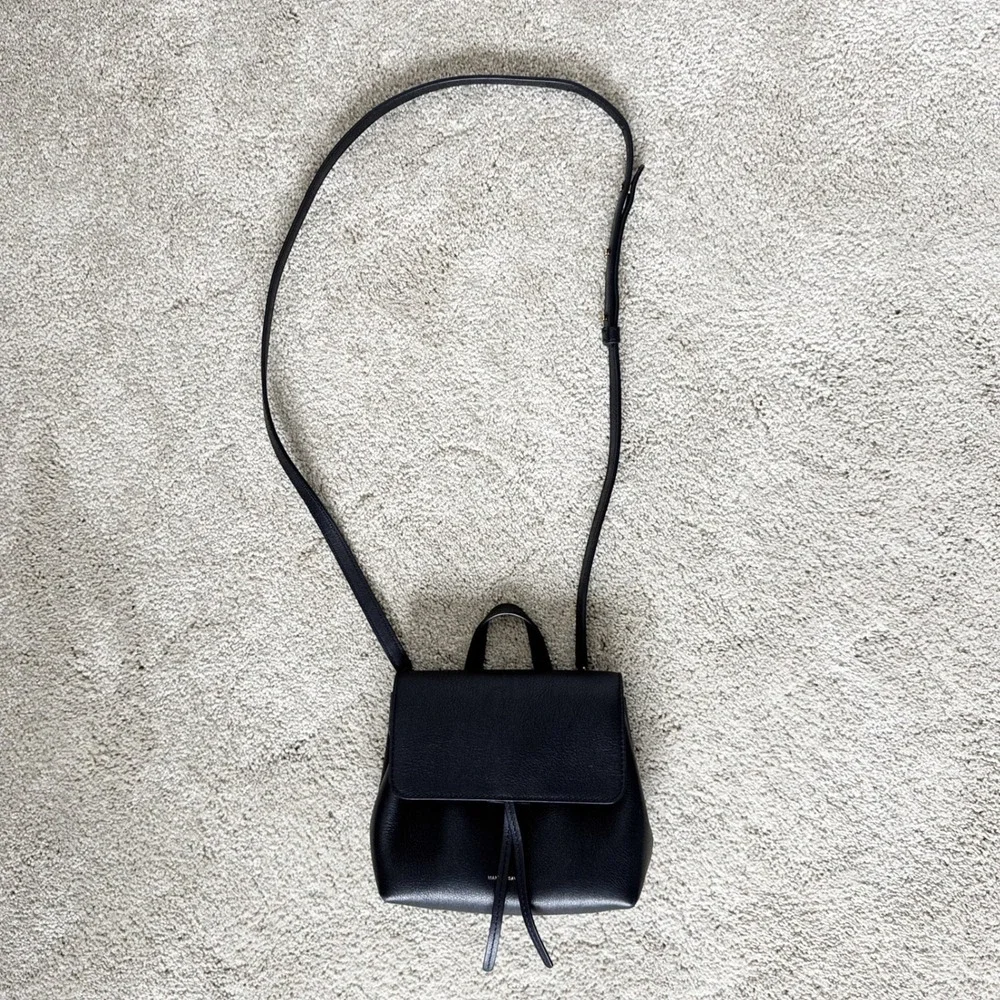 Mansur Gavriel Mini Lady‎ Bag Black Pebbled Leather Crossbody Handbag Italy